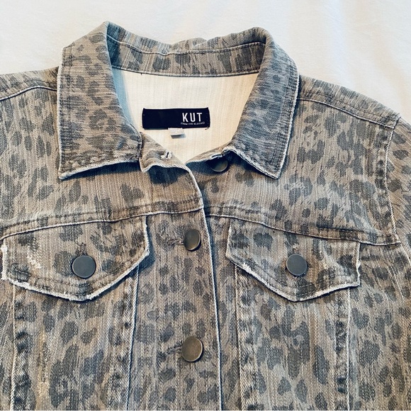 Kut from Cloth Gray Animal Leopard Print Denim Jacket - Picture 4 of 15